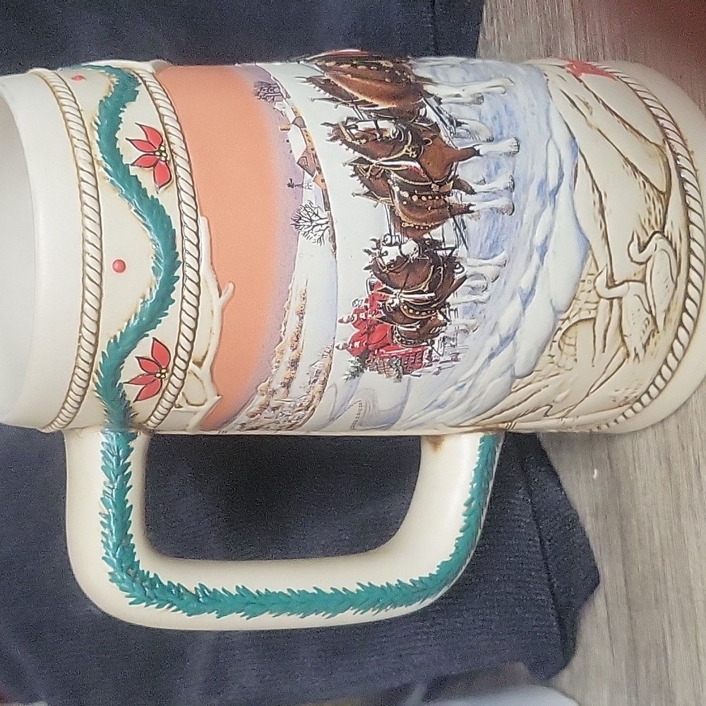 Vintage 1996 Anheuser Busch Budweiser Holiday Beer Stein American Homestead